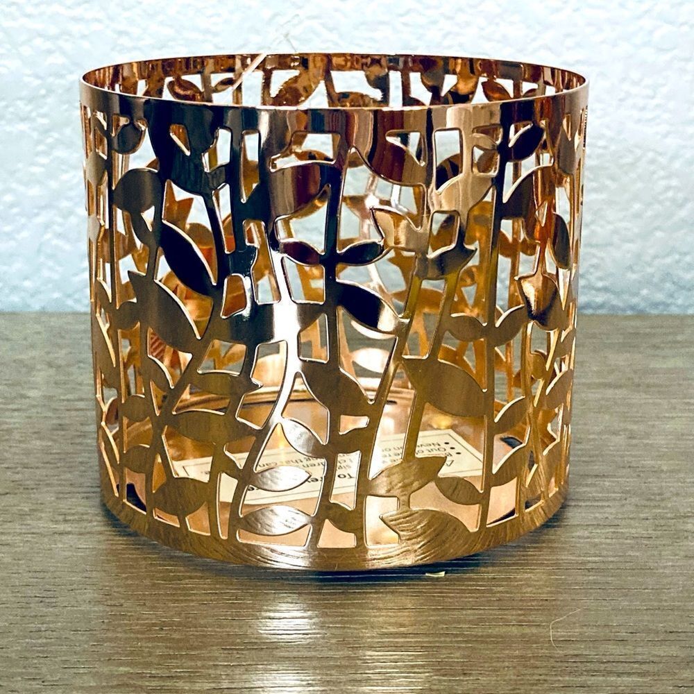 Gold Metallic Botanical Leaves Candle Holder Sleeve